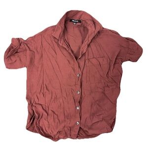 Madewell Daily Drapey Maroon Red Button Down Blouse